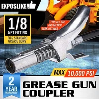 grease gun coupler quick lock on release fitting double handle design 18 npt heavy duty high resistence