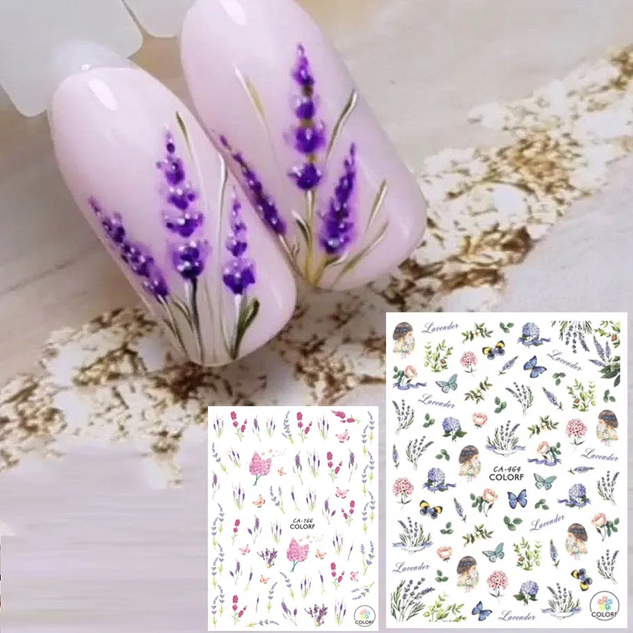 CA 464 сиреневого цвета для девочек стикеры 3d на ногти nail art Наклейки Шаблон