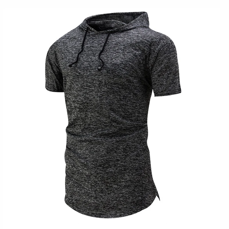 

Футболка GELITAYIN мужская с капюшоном, брендовая стильная тенниска с короткими рукавами, однотонная повседневная майка, лето