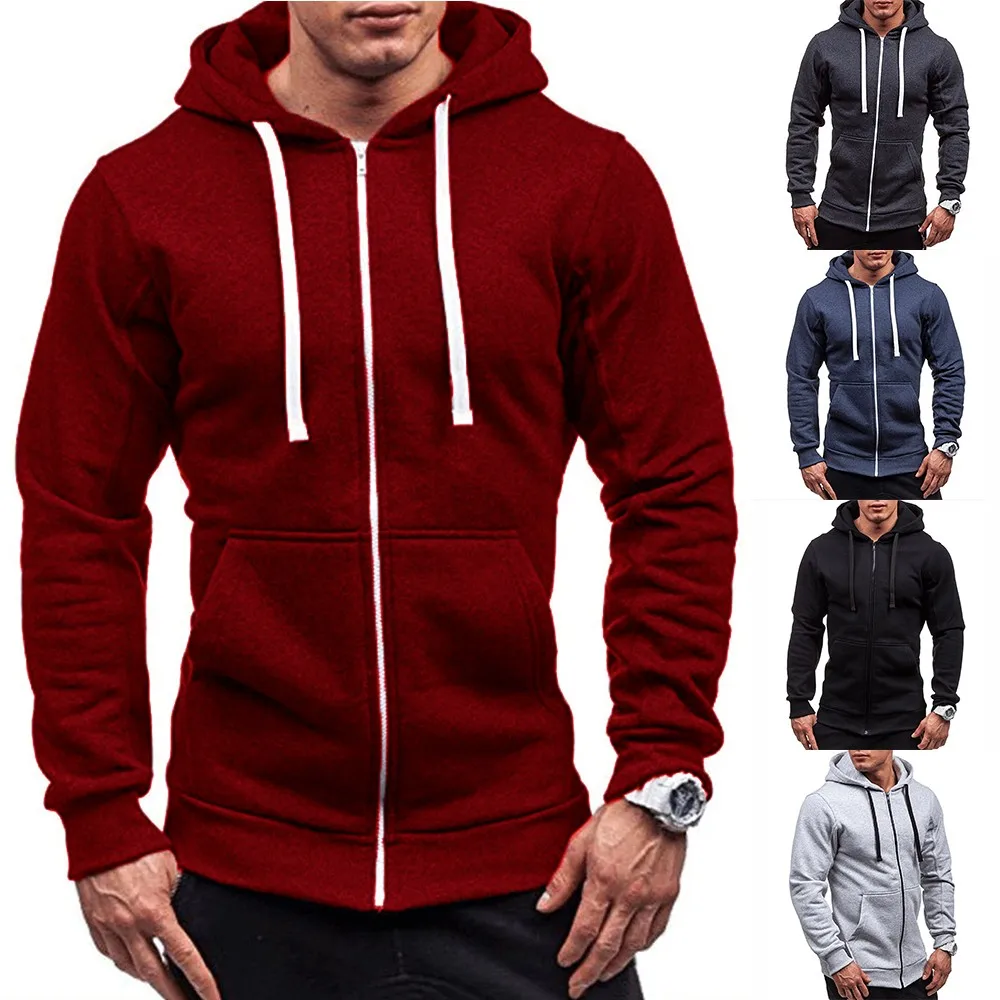 

Men's Jackets Hooded Coats Casual Zipper Sweatshirts Fashion Jacket Solid Color Sweater Long-Sleeved Sports Hooded Top Outerwear