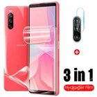 Гидрогелевая пленка 3 в 1 для Sony Xperia 10 III, защитная пленка для экрана, Защитная пленка для задней камеры Xperia10 III, не стекло