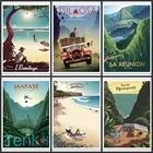 Праздничные винтажные постеры на холсте с изображением острова Реюньон