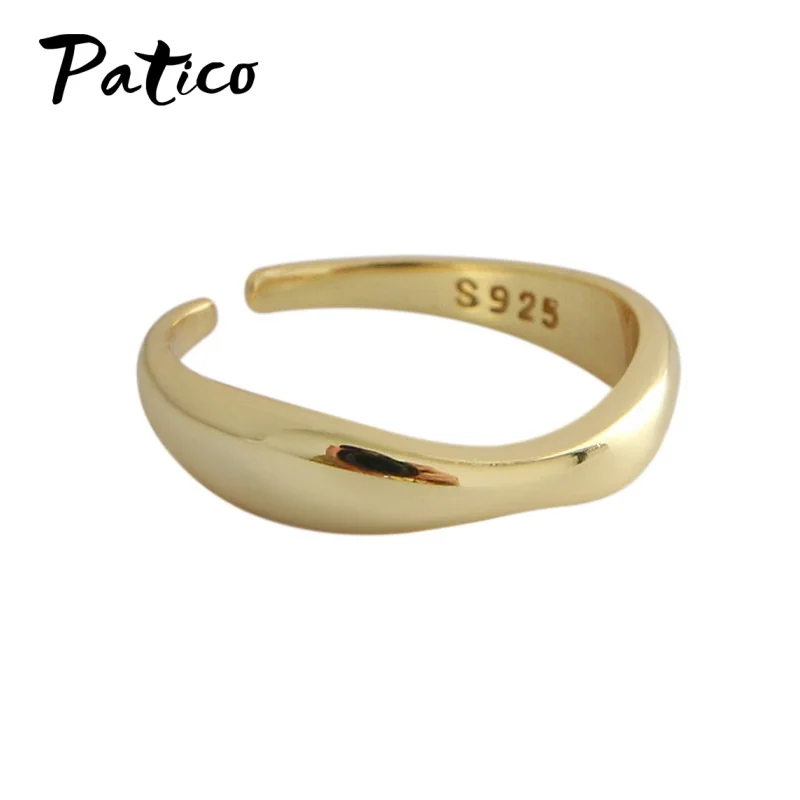 

Authentic 925 Sterling Silver Fashion Wave Open Rings for Women Adjustable Size Ring Finger For Women Fashion Silver 925 Jewelry