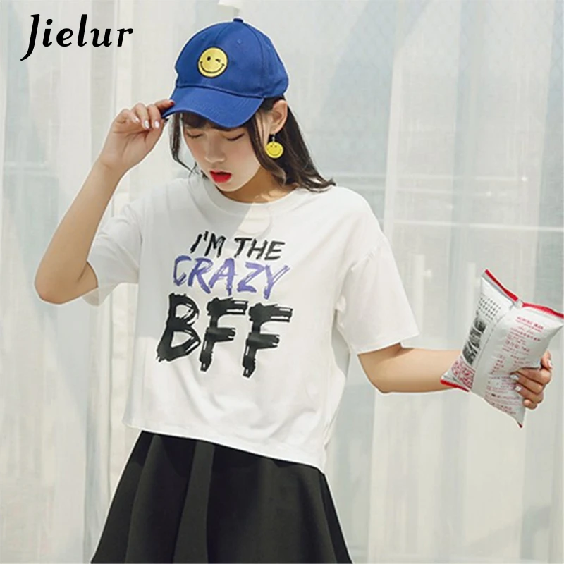 2019 модная летняя футболка женская простая с буквенным принтом коротким рукавом