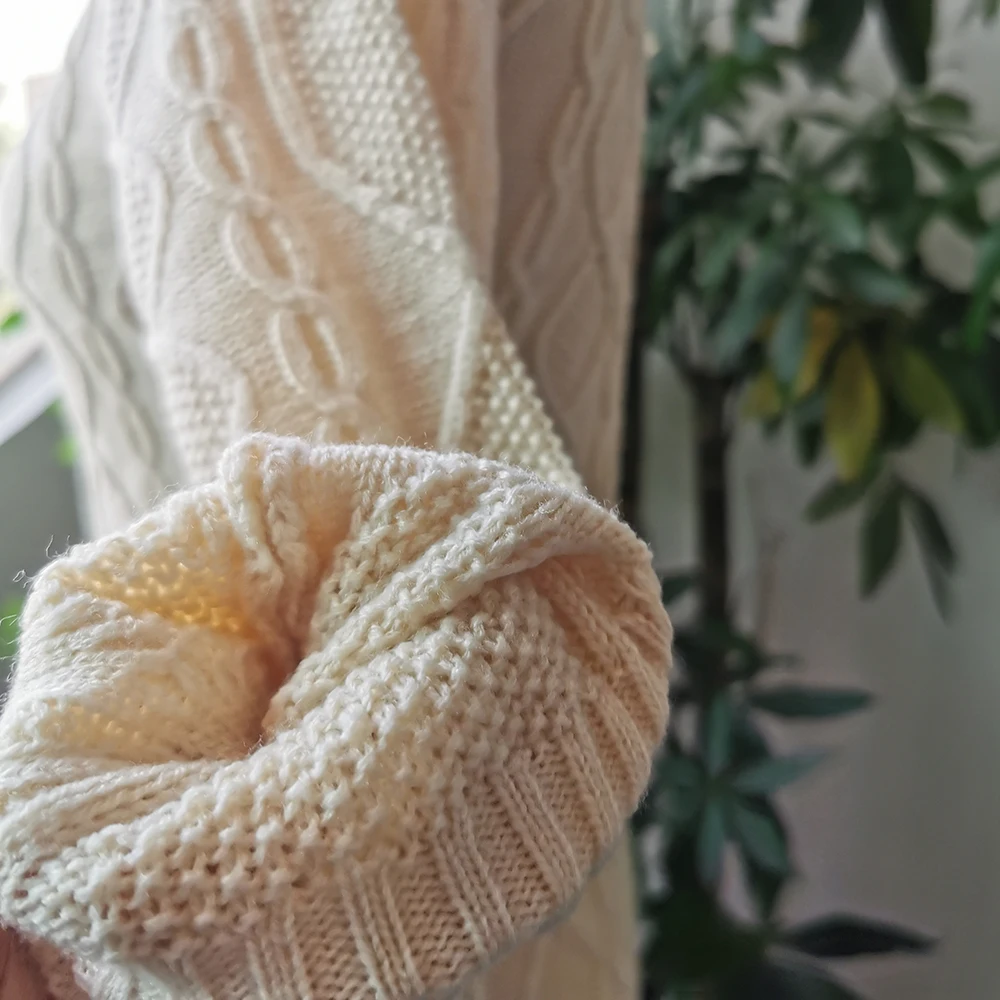 Женское трикотажное платье свитер с высоким воротником Зимний пуловер модный