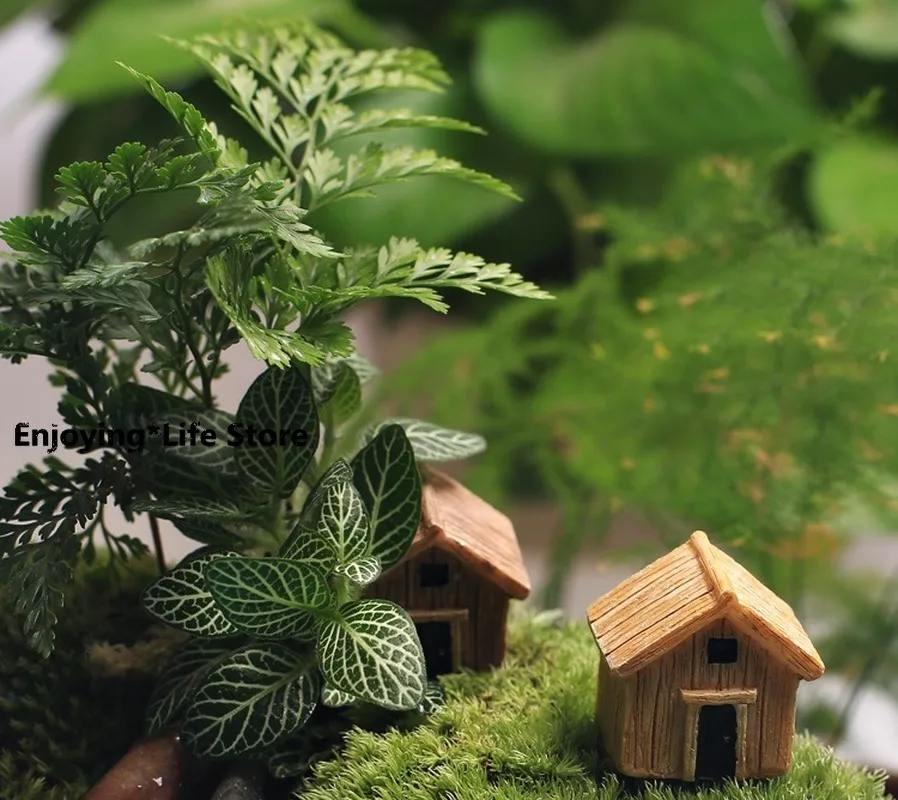 

Home Decoration Mini Simulation Wooden Small House Small House Moss Micro Landscape DIY Decoration Material Decoration