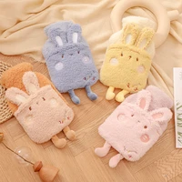 hot water bottle with plush cover hand warmer stress pain relief winter warm heat girls kids hand feet hot water bag with pocket