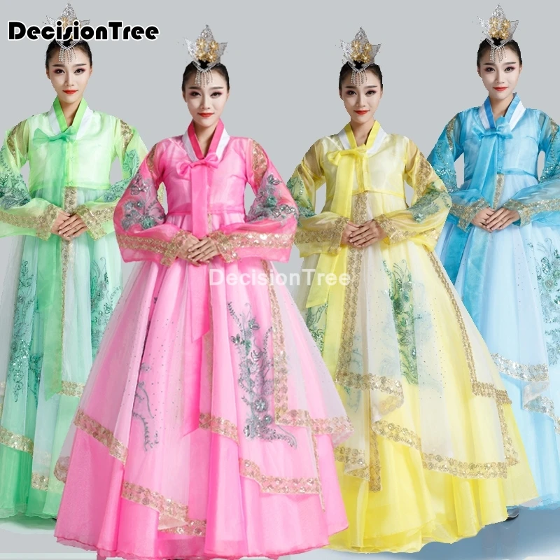 2021 традиционный костюм с блестками в Корейском стиле hanbok женское длинное платье