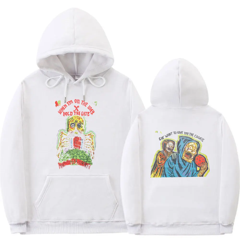 

Kanye West Skull Double Sided Print Hoodie 2021 Men Women Fashion Harajuku Hoodies Unisex Hip Hop Skateboard Style Sweatshirt
