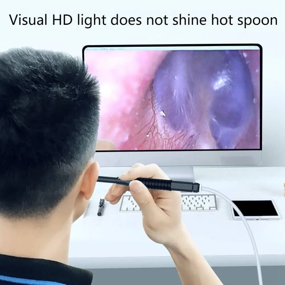 5 мм Белый ушной эндоскоп видео HD 720P медицинская безопасность Водонепроницаемая