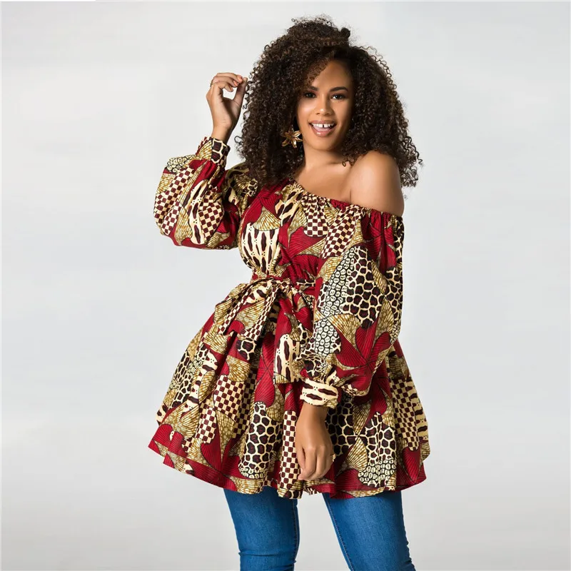 african wear for women Vintage African Dashiki Print Dresses Women 2022 Summer Sexy Shoulder Off African Dress Evening Party African Clothes for Women african attire