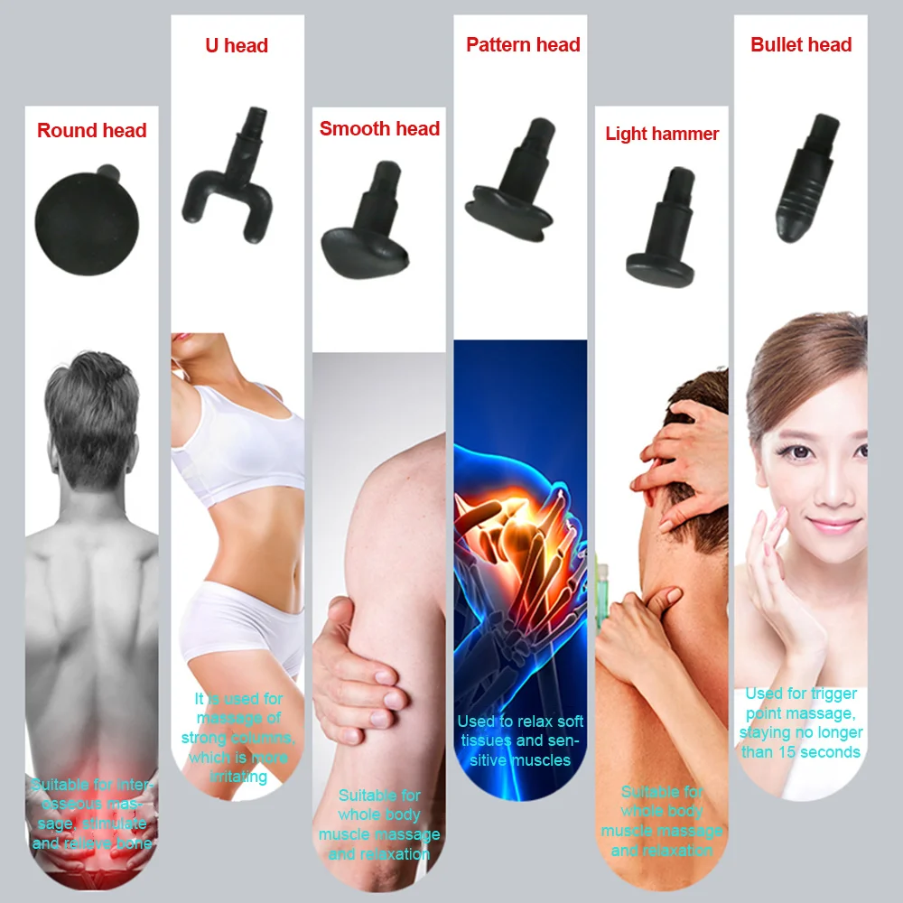 

6Head High Frequency Fascia Massage Gun Muscle Deep Massage Relief Pain For Fitness Massage Pistol Body Relax Rercussion Massage