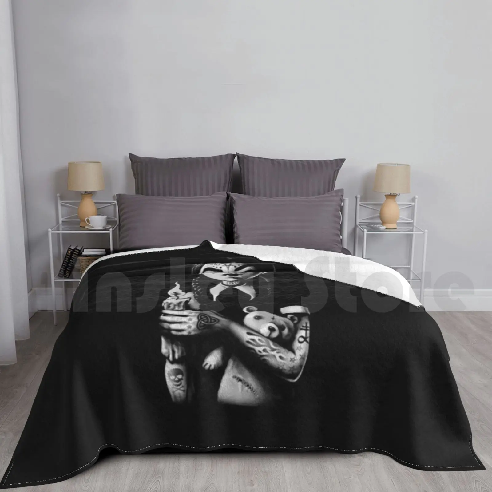 

Boo The Image Retro Black Gift Art Blanket Fashion Custom Family Addams Adam Family Reunion The