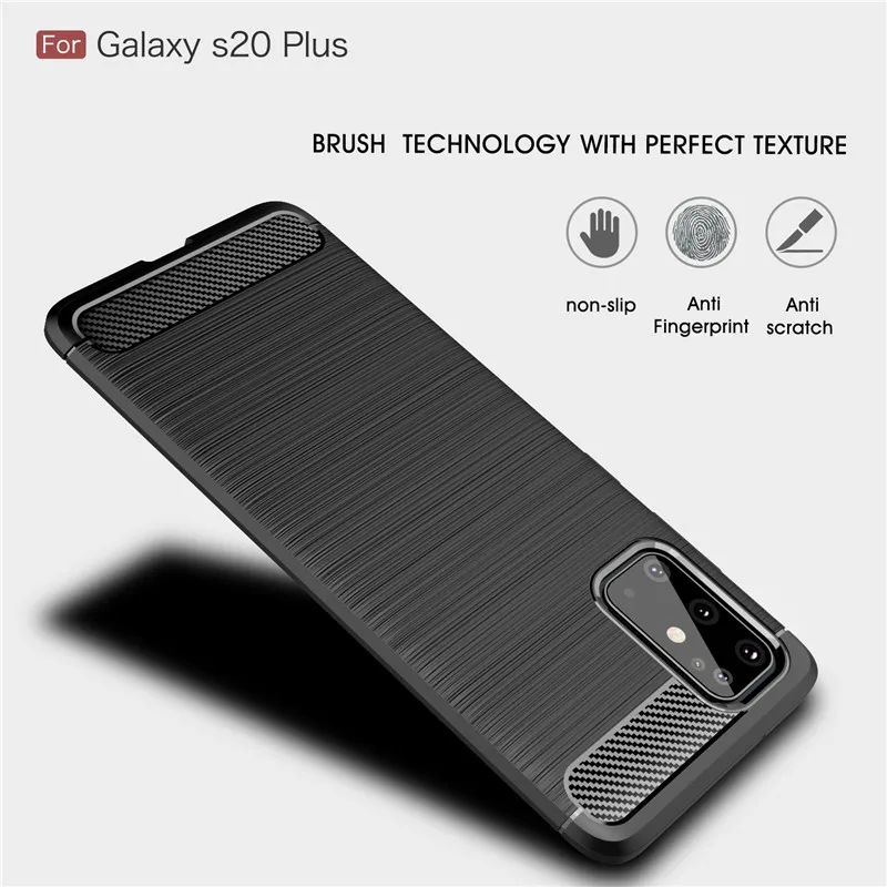 Soft Carbon Fiber Case For Samsung Galaxy S20 Plus Case Housings Protective Fitted Phone Bumper For Samsung S20 Plus Cover Funda