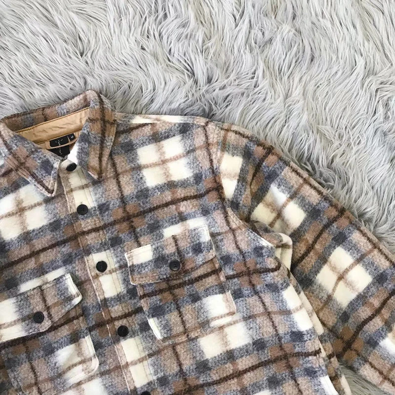 

Plaid Travis Scott Heavy Fabric Cactus Jack FLANNEL Jacket Hoodies Men Women Woolen Top Quality Shirt Wool Jersey Coats Pullover