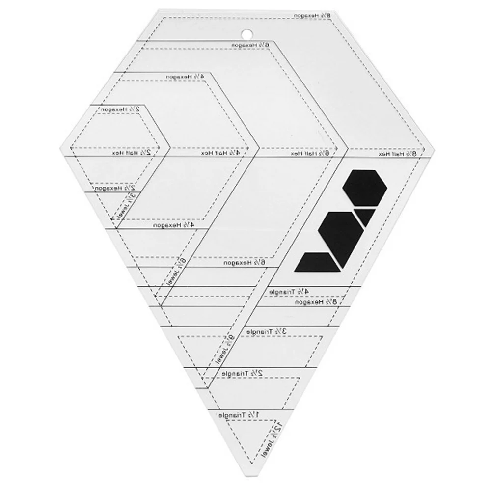 

4Pcs Quilting Ruler, with 60 Degree Triangle and Diamond, 45 Degree Diamond, Hexagon Shape Templates, Sewing Cutting Craft Ruler