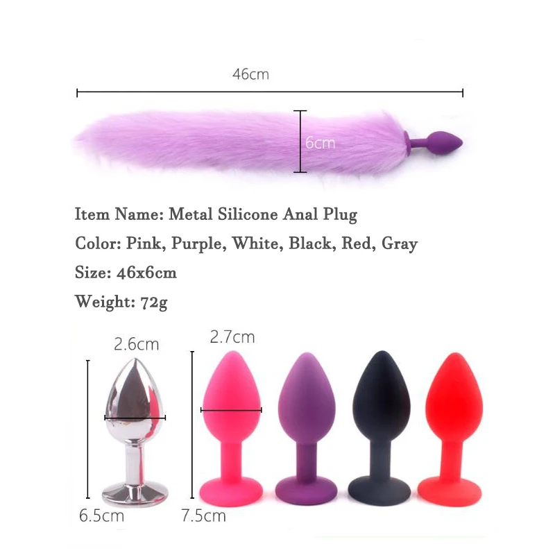 Faux Fox Tail Anal Plug Metal Butt Soft Silicone Fetish Erotic Role Play Insert Sex Toys for Women Couples Adult Game | Красота и
