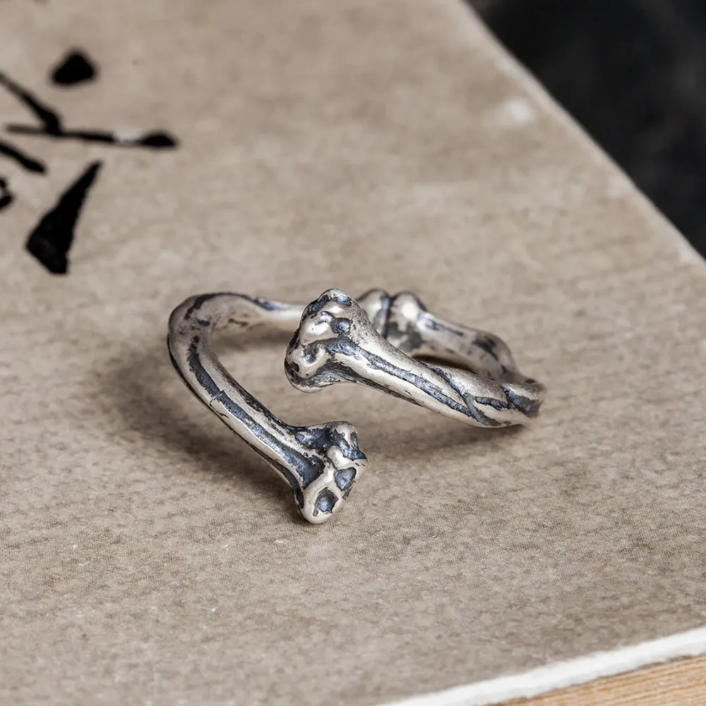 

Newest Punk Adjustable Rings 100% Real 925 Sterling Silver Human Rib Cage Skeleton Bones Ring Unisex Jewelry Gifts