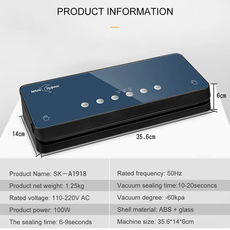 

White Dolphin vacuum sealing machine free food saving bag automatic household best vacuum packaging machine