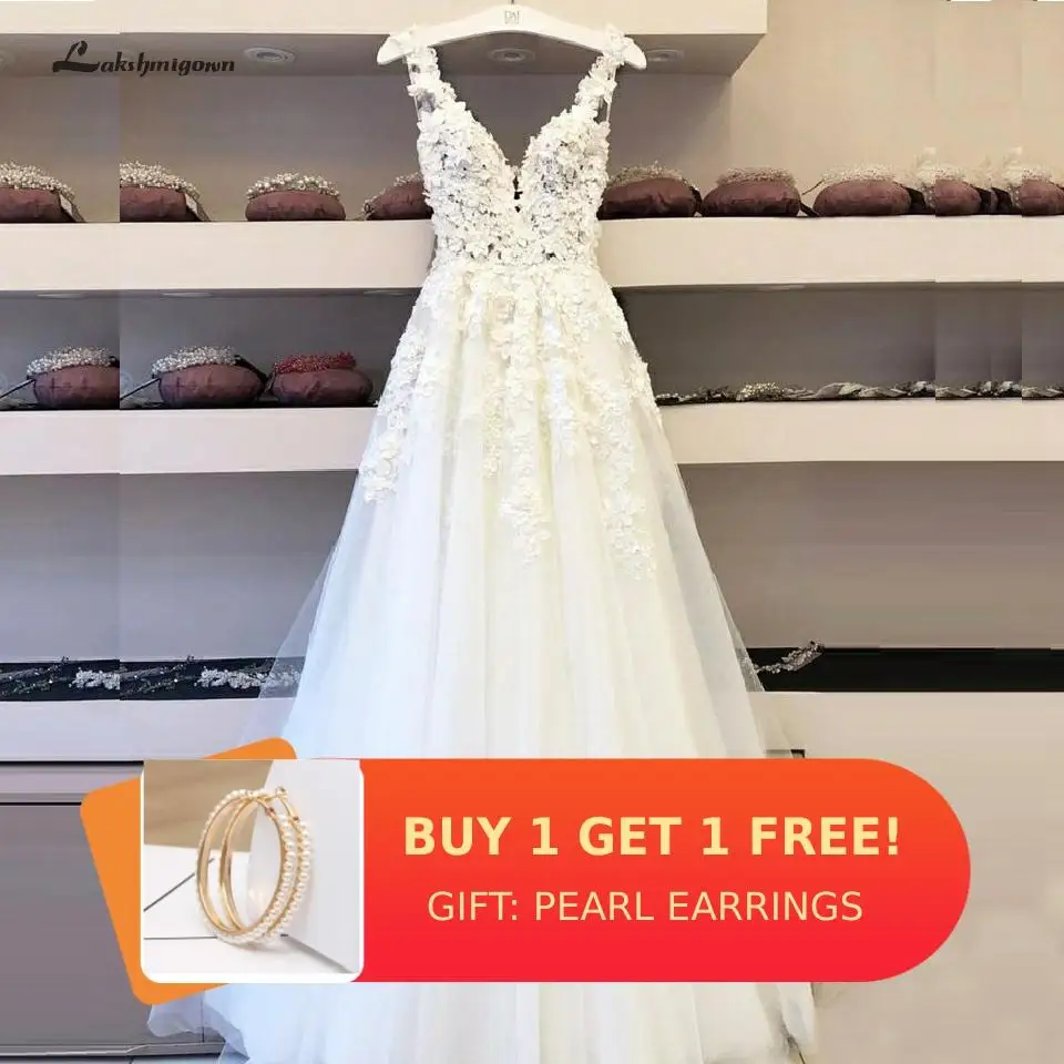Lakshmigown винтажное кружевное богемное свадебное платье Vestidos de Boda глубокий v-образный вырез сексуальные свадебные платья без рукавов открытая спина в пол