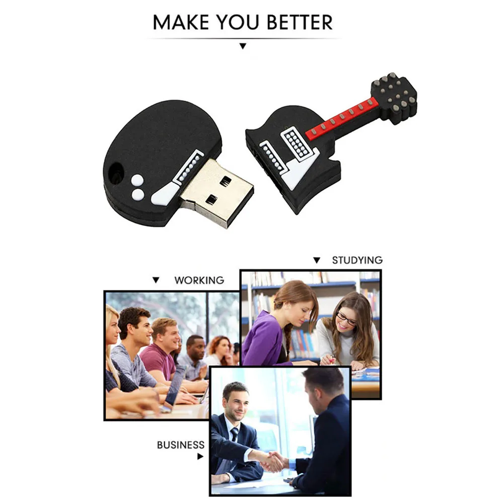 

Cute Mini Pen Drive USB Flash Drive Soft Shell Cartoon Guitar USB Flash Drive Metal Pendrives Memory Stick U Disk