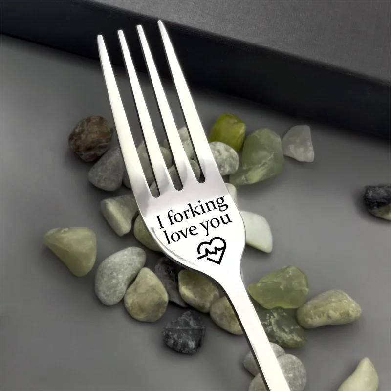 

Valentine's Day Couple Fork Gift For Wife Husband Family Stainless Steel Tableware Boyfriend Presents Wedding Gifts For Guests