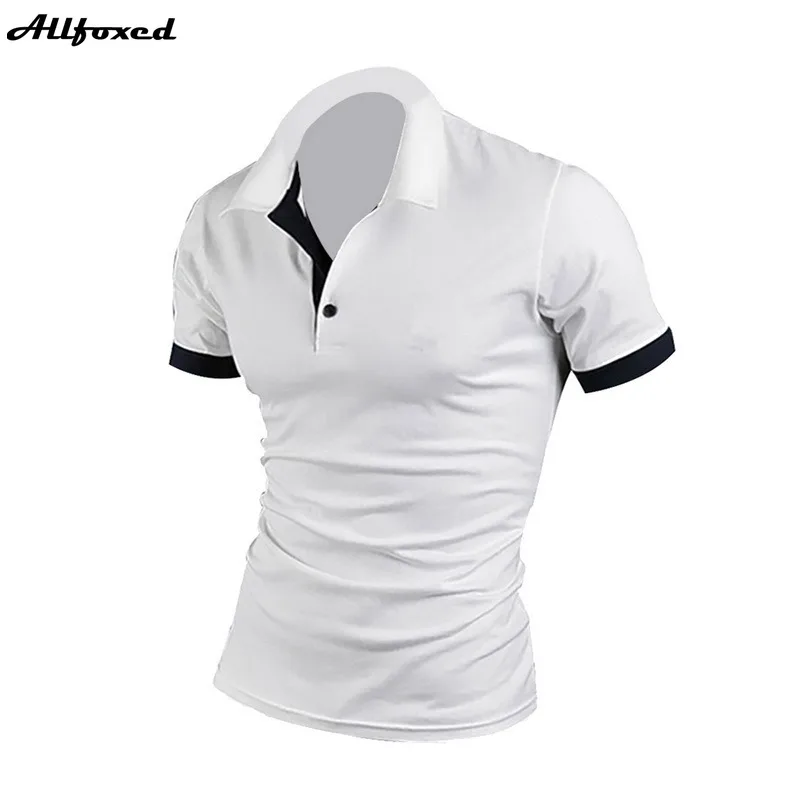 

Мужская Повседневная футболка с отложным воротником, однотонная Приталенная футболка-поло с коротким рукавом, 2021