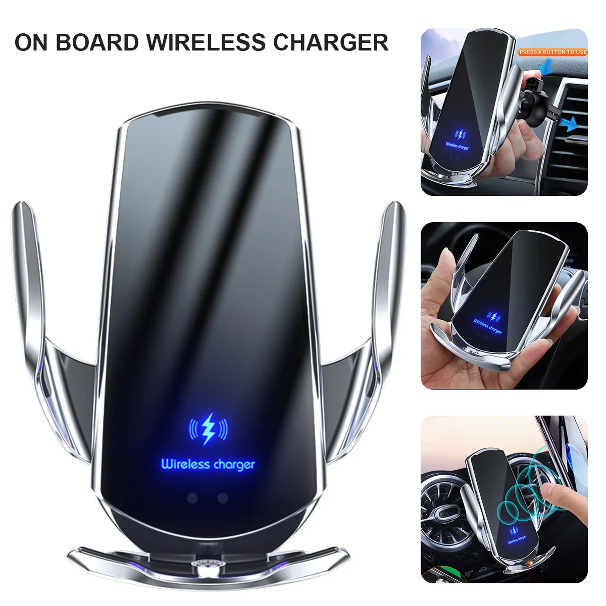 

Wireless Car Charger 10W Qi Fast Charging Auto-Clamping Car Phone Mount 360° Rotation Air Vent Phone Holder QC3.0 Charger Stand