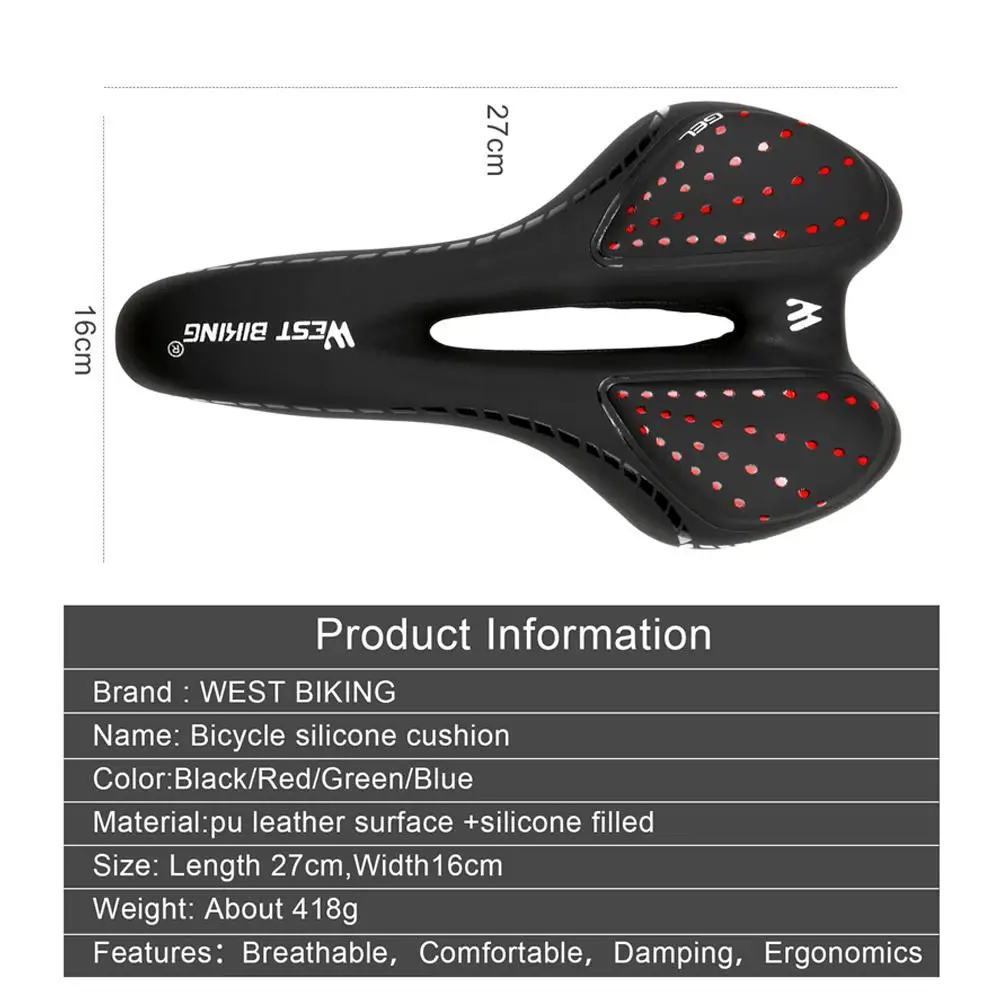 

West Biking Durable Bicycle Saddle Multi-function Hit Color Waterproof Breathable Bicycle Saddle Bike Seat Cycling Equipment