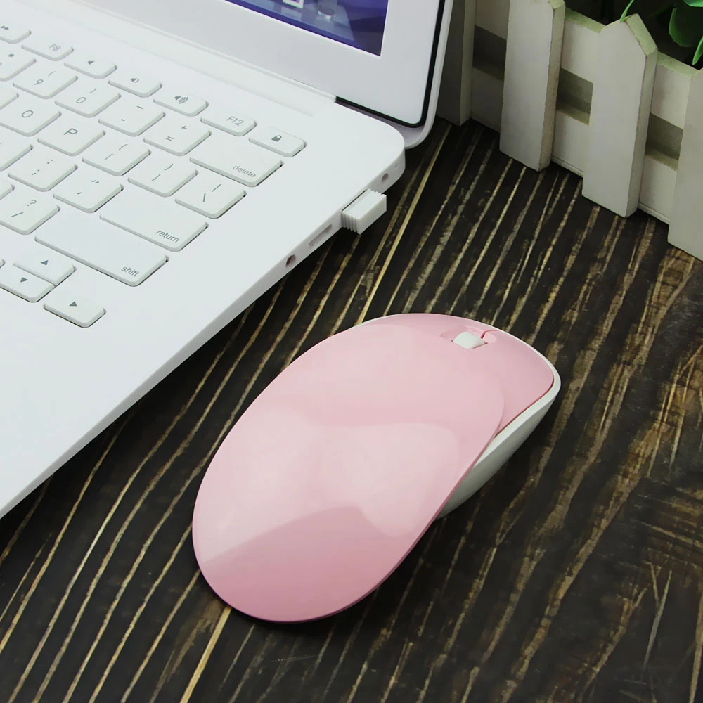 CHYI Rechargeable 2.4Ghz Wireless Mouse Ergonomic 3D Arc Usb Optical Silent With Sliding Cover Mini Pink Mice For laptop | Компьютеры и