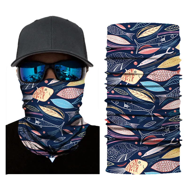 

Fish 3D Mask Men Bandana Neck Gaiter Magic Cycling Scarves Face Hiking Masks Bandanas Headband Ski Balaclava Scarf Warmer Ocean