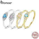 Женское кольцо на палец bamoer, Настоящее Золотое кольцо из стерлингового серебра 925 пробы с розовым цирконием, 4 цвета, ювелирное изделие SCR534