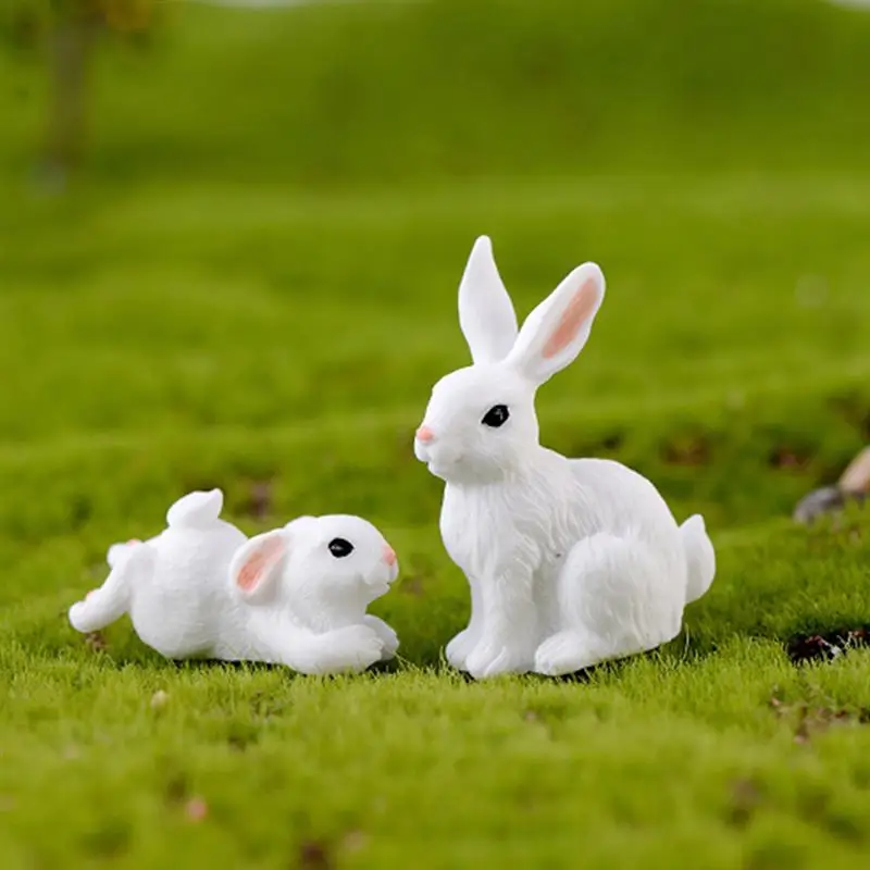 

8PCS Cute Rabbit Easter Miniature Resin Craft Mini Bunny Ornament Fairy Garden Supplies Home Figurine Animal Garden Ornament