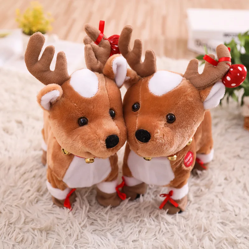 

2021 electric Santa Claus Christmas walk moose music doll plush toys Christmas gifts for children