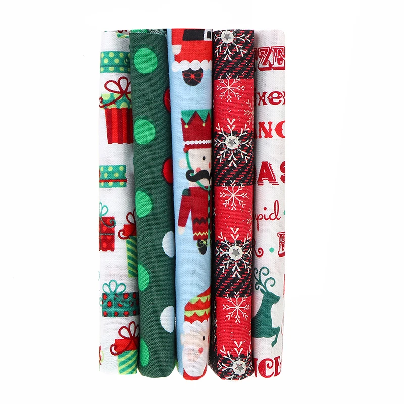 5 шт. Рождество серии хлопчатобумажной ткани набойки Вышивание стеганые для