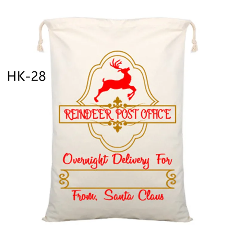 44 Styles Christmas Santa Sacks 1pc Drawstring Canvas Santa Sack Xmas Canvas Bag Hot Sale Big Santa Claus Gift Bag Drop Shipping - Цвет: HK-28 50X70cm