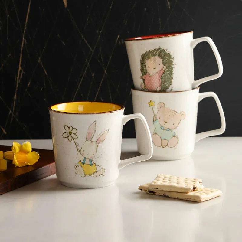 

Cute Ceramic Mug Personnalisable Handmade Coffee Cartoons Travel Eco Friendly with Lid Mug Tazas De Cafe Home Drinkware DB50MK