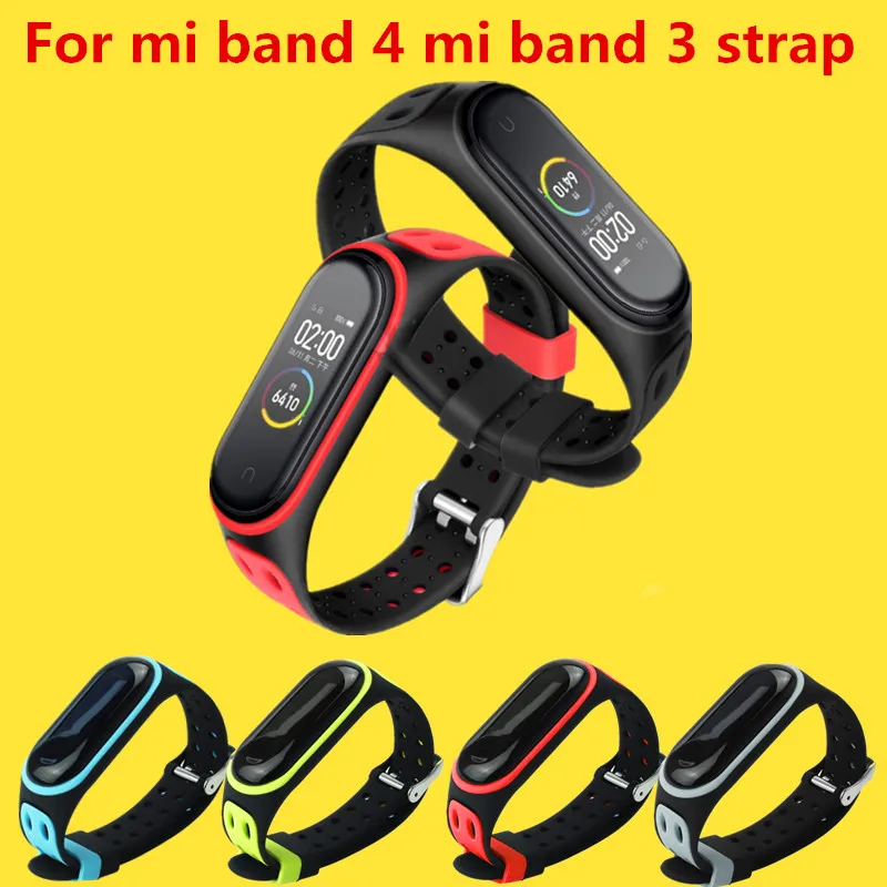 Спортивный Браслет Mi Band 4 двубортный ремешок для Xiaomi mi 3 спортивный силиконовый