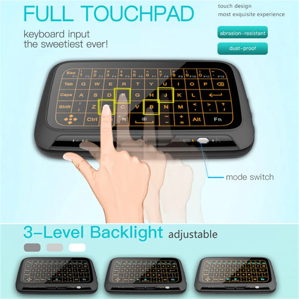 Mini Backlight Wireless Keyboard 2.4GH18 Plus USB Portable with Touchpad Mouse for Windows Android Smart TV Linux | Электроника