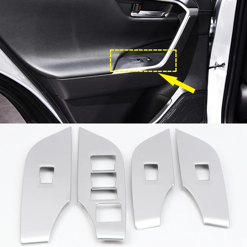 

FIT for Toyota RAV4 XA50 2019 2020 2021 2022 ABS Matt Accessories Interior CAR Door Window Switch Cover Lid Cover Trim 4pcs