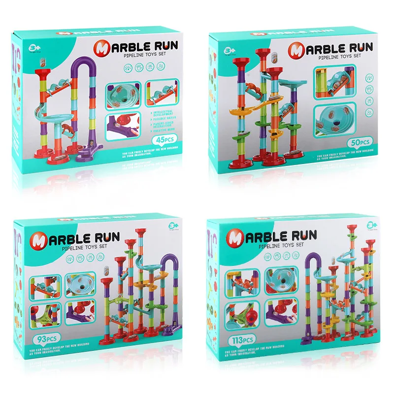 

45/50/93/133pcs Set DIY Construction Marble Run Race Track Building Blocks Kids 3D Maze Ball Roll Toy Children's Gifts