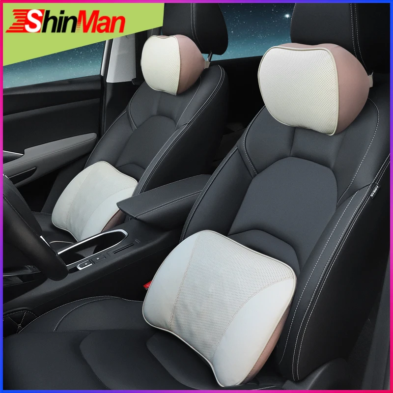 ShinMan Car pillow For Audi A3 8P A4 B7 B8 A6 C6 A8 TT Q7 Q3 Lumbar back cushion Leather seat support Neck pillows | Автомобили и