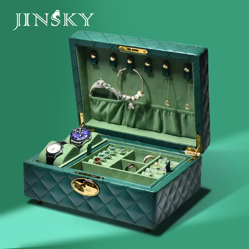 High-end jewelry box, hand jewelry storage box, European-style exquisite high-end multi-layer jewelry box, large capacity