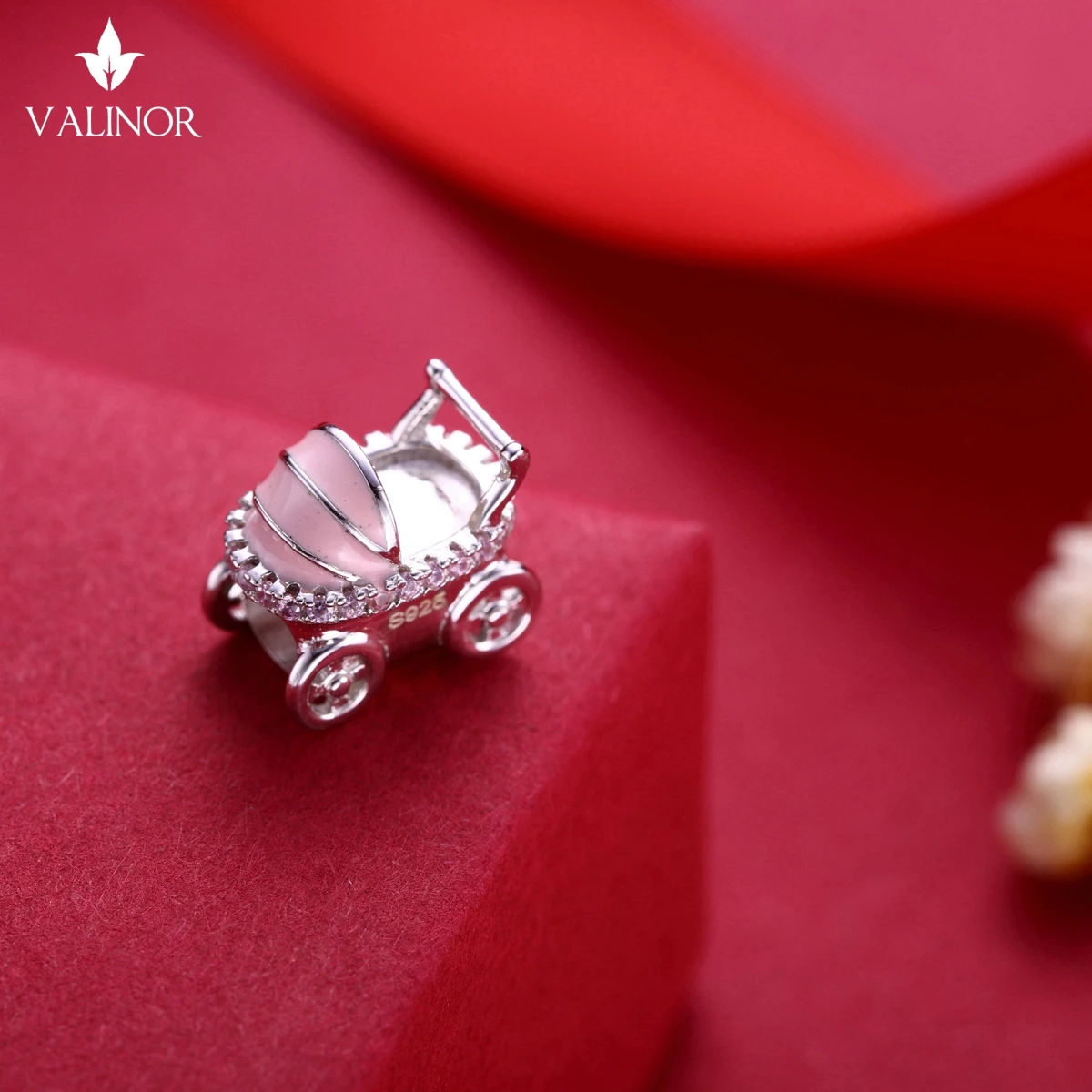 Видео! Розовая детская коляска серебряные бусины 925 пробы Подвески fit Браслеты