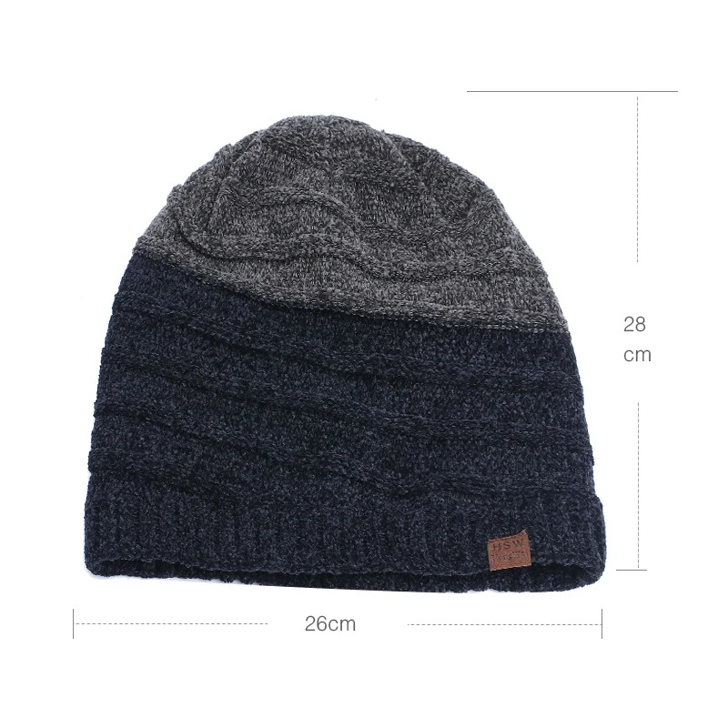 Вязаная шапка мужская зимние мужские шапочки облегающие шапки теплая