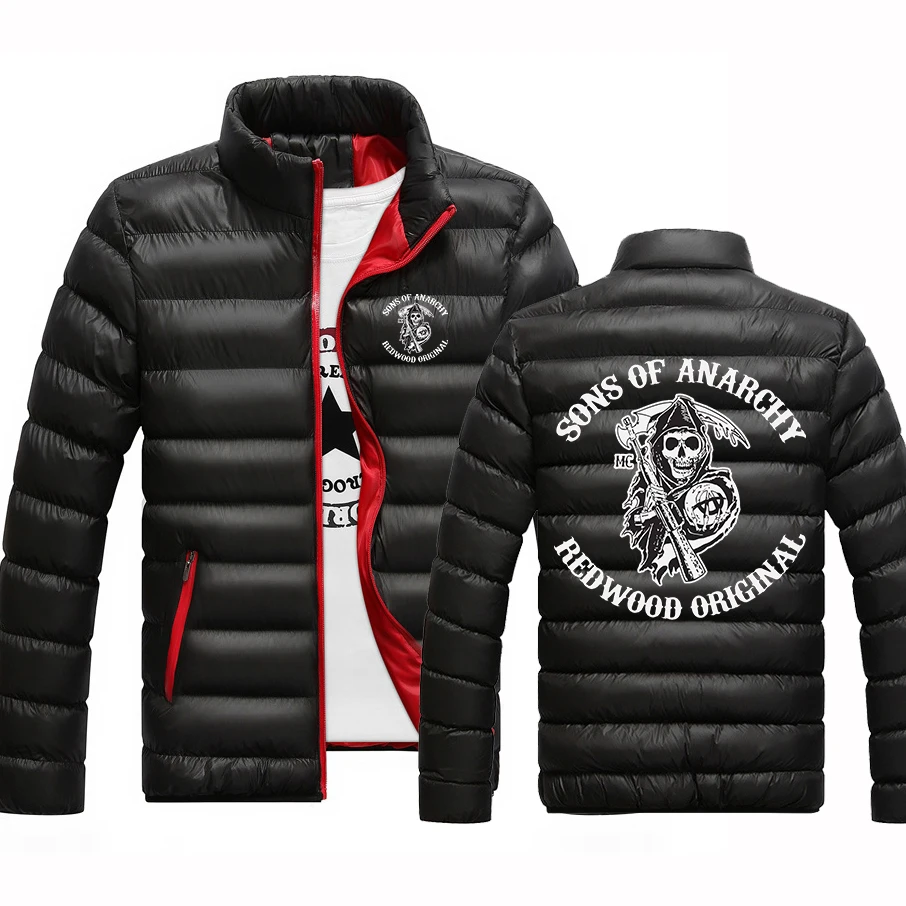 

Куртка мужская с наполнителем SOA SAMCRO на молнии, теплая худи с принтом в стиле хип-хоп, одежда для колледжа, весна-осень