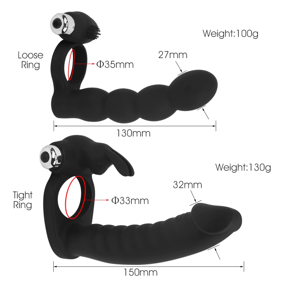 Erotic 7 Modes Double Penetration Dildo Ring Vibrator Anal Beads G Spot Clitoris Stimulation Butt Plug Sex Toy For Couples | Красота и