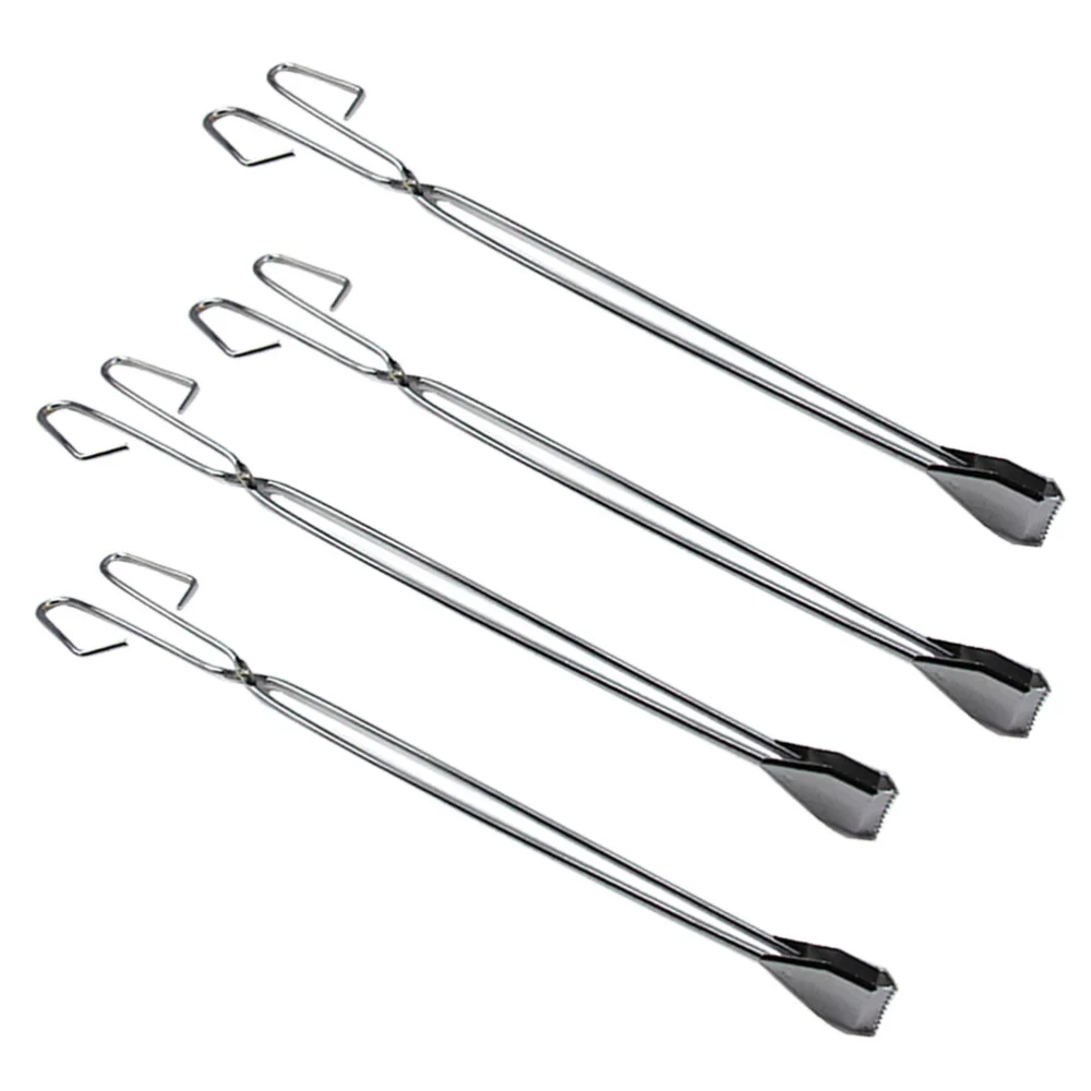 

4pcs Stainless Steel Pick Tools Long Garbage Clip Scissor Shape Portable Tongs for Outdoor (60cm)
