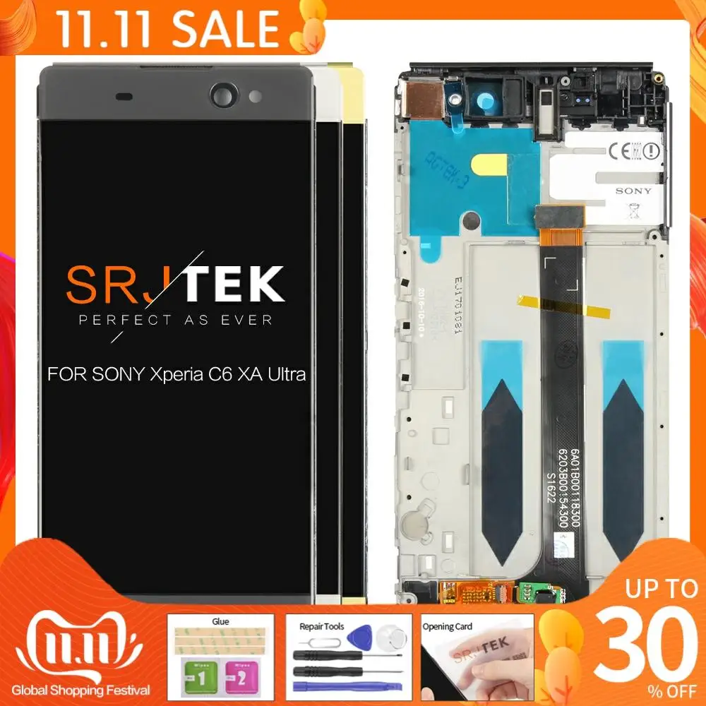 Для Sony Xperia XA C6 Ultra LCD F3211 F3212 F3215 F3216 F3213 жк-дисплей сенсорный экран дигитайзер рамка