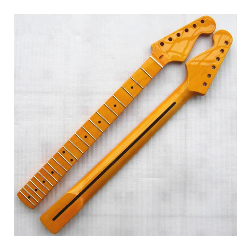 A 21 Frets Inlay Dots Electric Guitar Neck Accessories Yellow Musical Instrument Parts